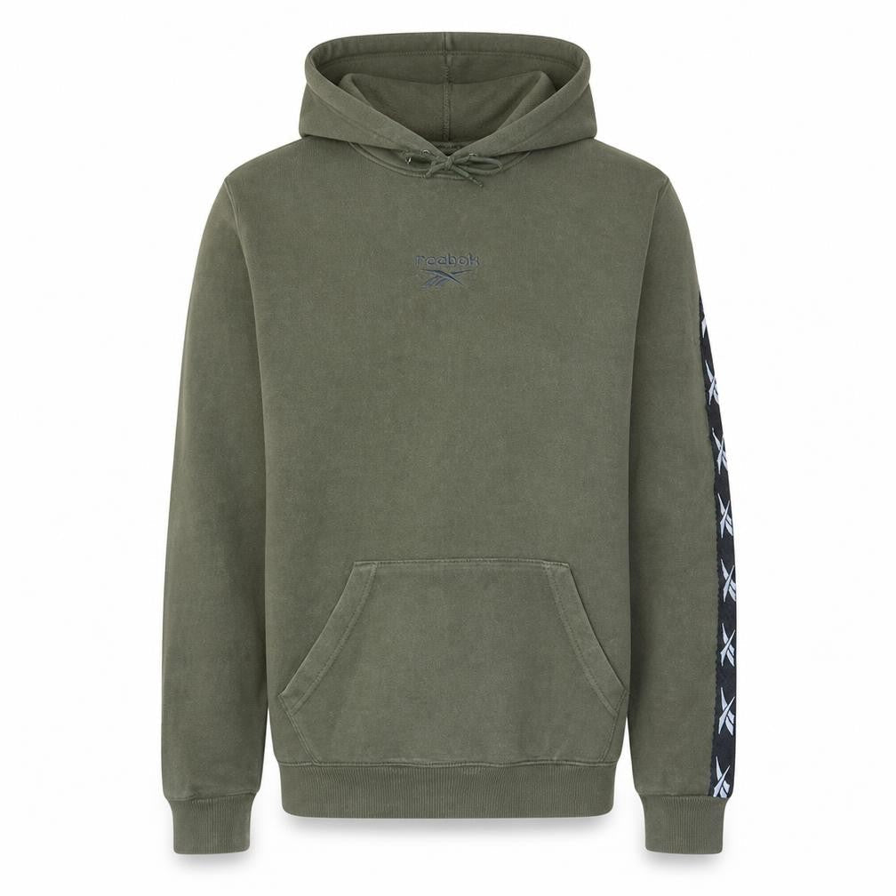 Reebok Men's Green Pullover Hoodie Small Logo Fleece Sweatshirt