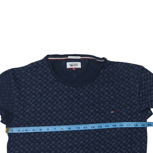 Tommy Hilfiger Men's Blue Geometric Short Sleeve Cotton T-Shirt S