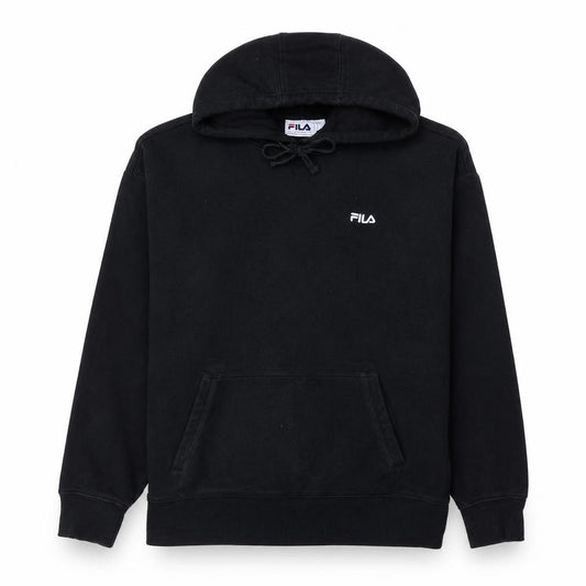 FILA Men's Black Pullover Hoodie Size M Logo Fleece Sweatshirt