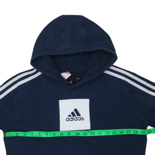 Adidas Boys Blue Pullover Hoodie 13-14 Years Regular Fit Fleece Sweatshirt