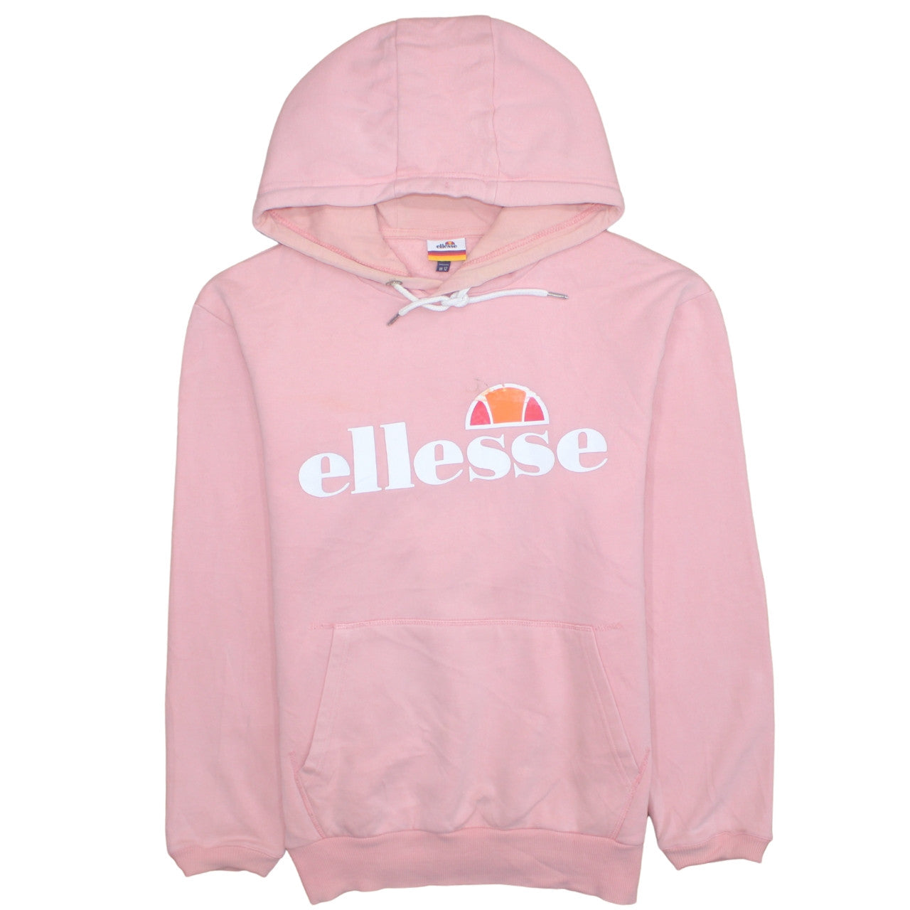 Ellesse Womens Pink Hoodie UK 12 Cotton Blend Long Sleeve Pullover