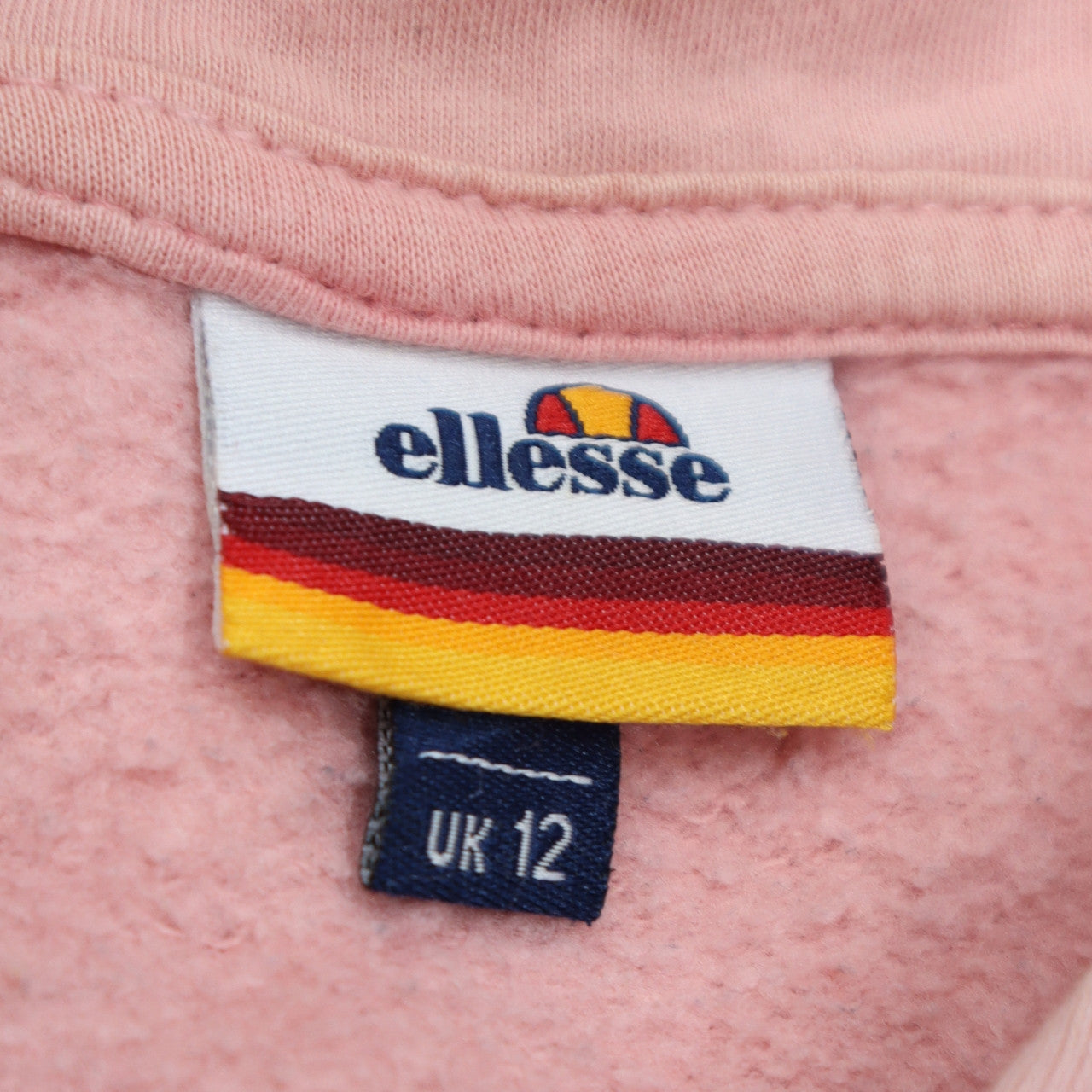 Ellesse Womens Pink Hoodie UK 12 Cotton Blend Long Sleeve Pullover