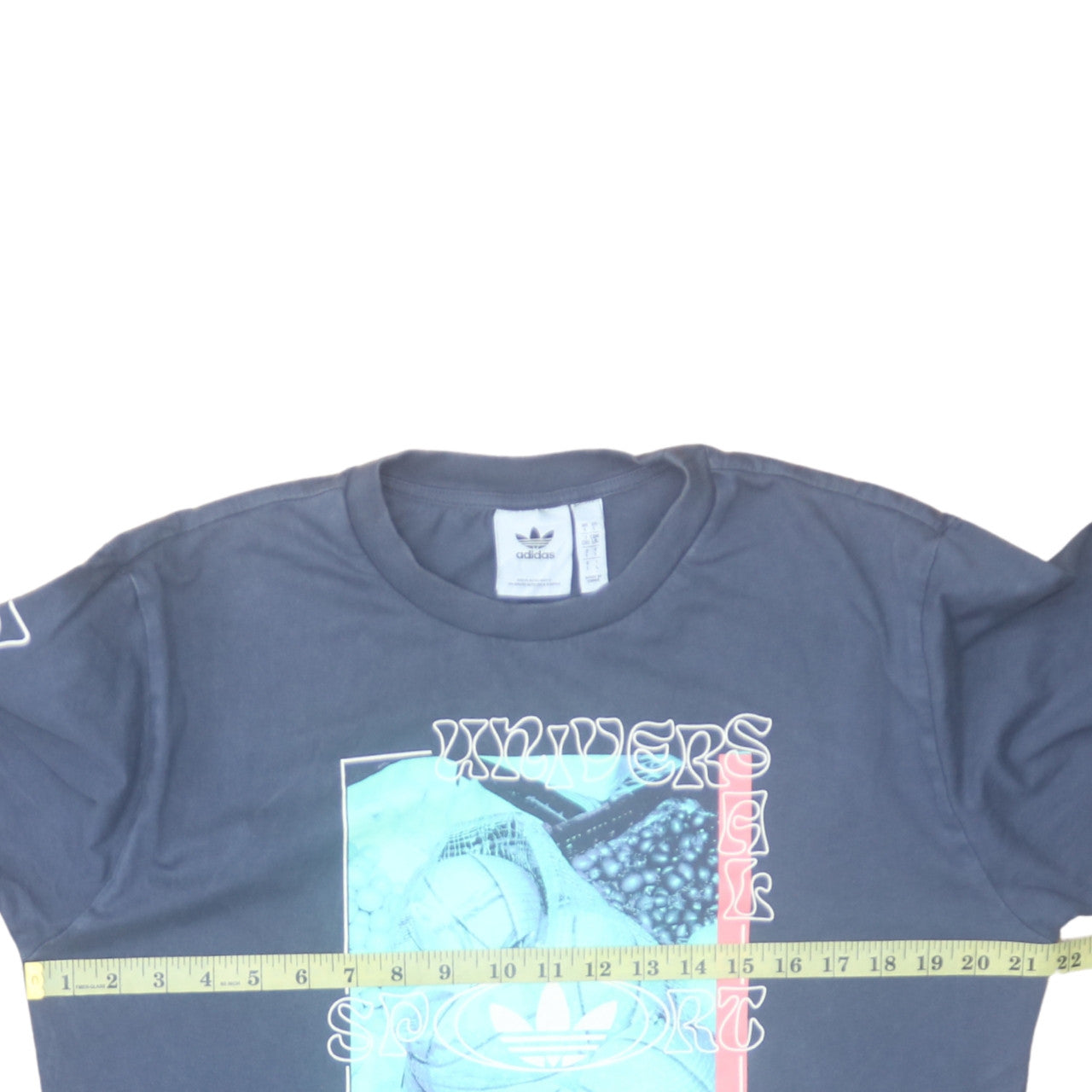 Adidas Men's Blue Long Sleeve Graphic Cotton Top Size L