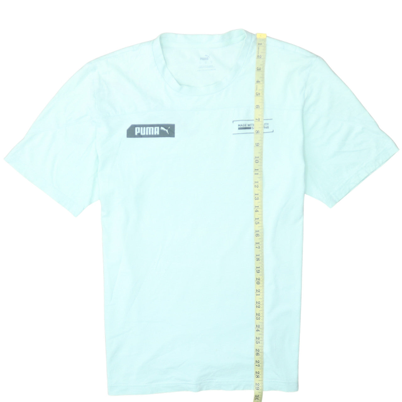 Puma Men's Light Green Crew Neck Short Sleeve Cotton T-Shirt Size L