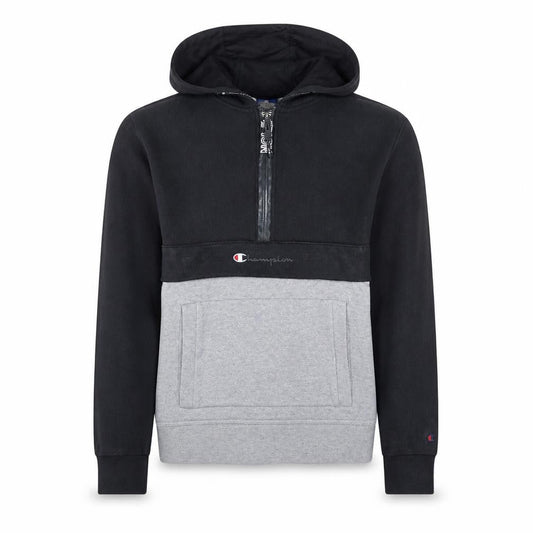 Champion Men's Black & Grey 1/2 Zip Hoodie Small Pullover Style