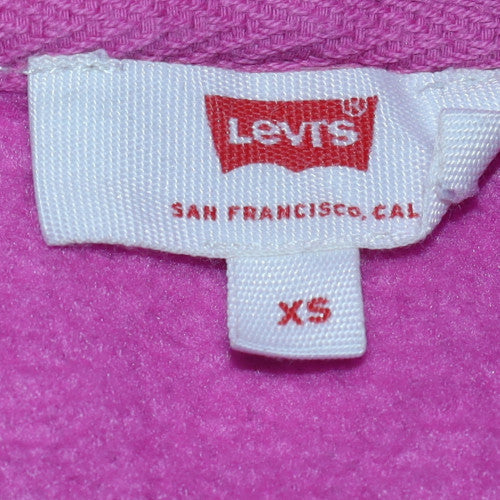 Levi's Womens Pink Pullover Hoodie XS Fleece Lined Casual Sweatshirt