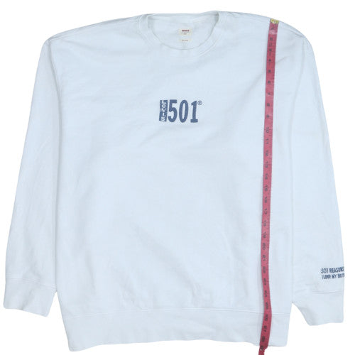 Levi's Men's White 2XL Relaxed Fit Crew Neck Logo Sweatshirt