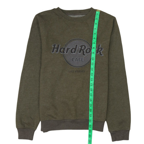 Hard Rock Cafe Men's Green Pullover Sweatshirt M Embroidered Logo Crew Neck