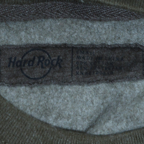 Hard Rock Cafe Men's Green Pullover Sweatshirt M Embroidered Logo Crew Neck