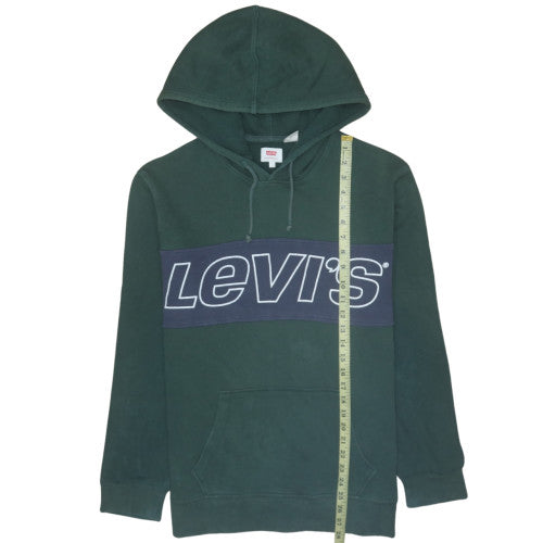 Levi's Men's Green Pullover Hoodie L Logo Fleece Sweatshirt