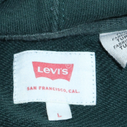 Levi's Men's Green Pullover Hoodie L Logo Fleece Sweatshirt