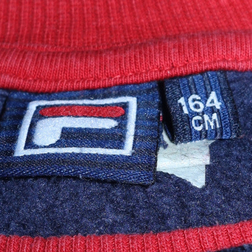 Fila Boys Navy Red Colourblock Crew Neck Sweatshirt Size 164cm