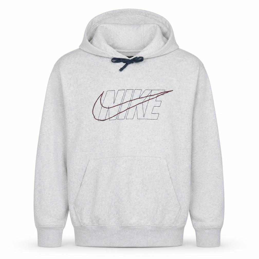 Nike Men's Grey XL Pullover Hoodie with Logo and Drawstring