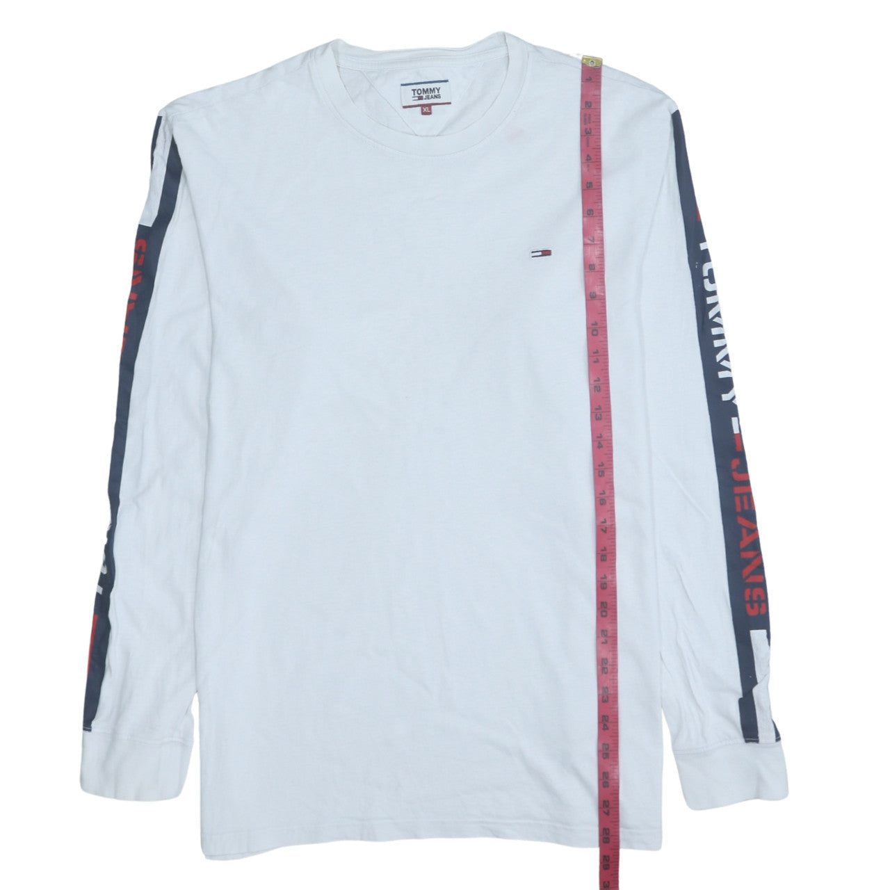 Tommy Jeans Men's White XL Long Sleeve Logo Crew Neck Top