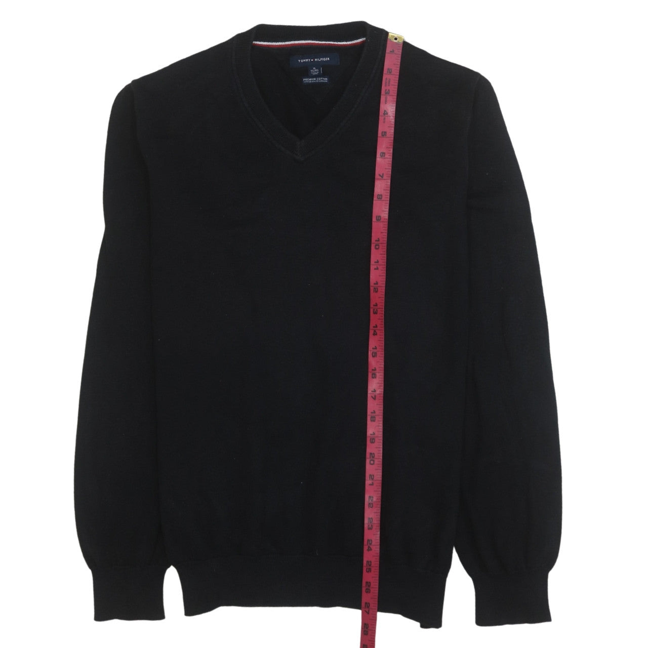 Tommy Hilfiger Men’s Black V-Neck Cotton Pullover Sweater XL