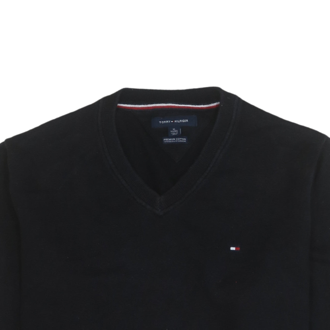 Tommy Hilfiger Men’s Black V-Neck Cotton Pullover Sweater XL