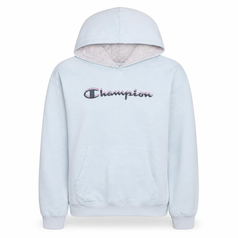 Champion Girls White Pullover Hoodie Size L Logo Fleece Sweatshirt