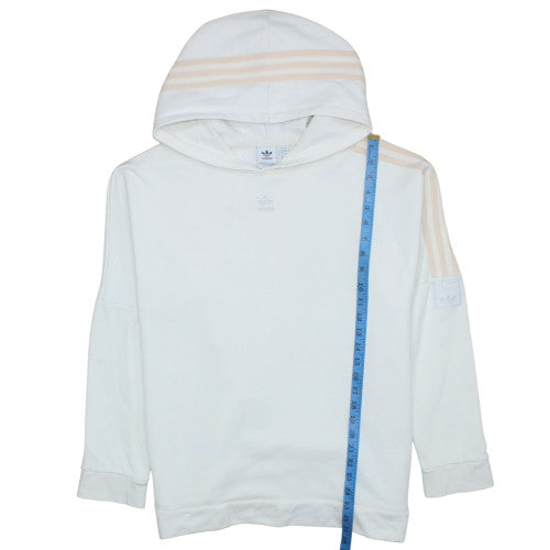 Adidas Womens White Hooded Pullover Sweatshirt UK 12 Logo Detail