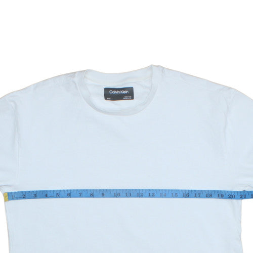 Calvin Klein Men's White Cotton Crew Neck Pullover Sweatshirt S