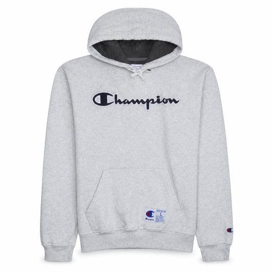 Champion Men’s Grey Pullover Hoodie Size L Fleece Logo Sportswear