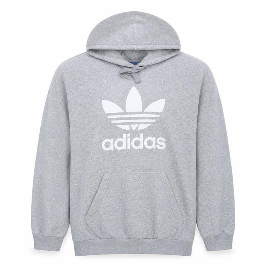 Adidas Men Grey XL Pullover Hoodie with Logo Graphic Print