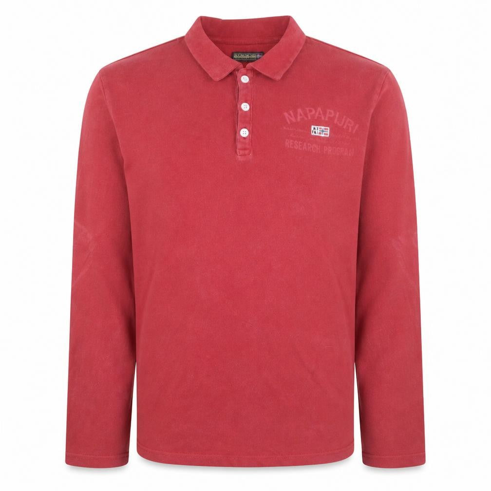 Napapijri Men’s Red XL Collared Henley Sweatshirt Classic Style