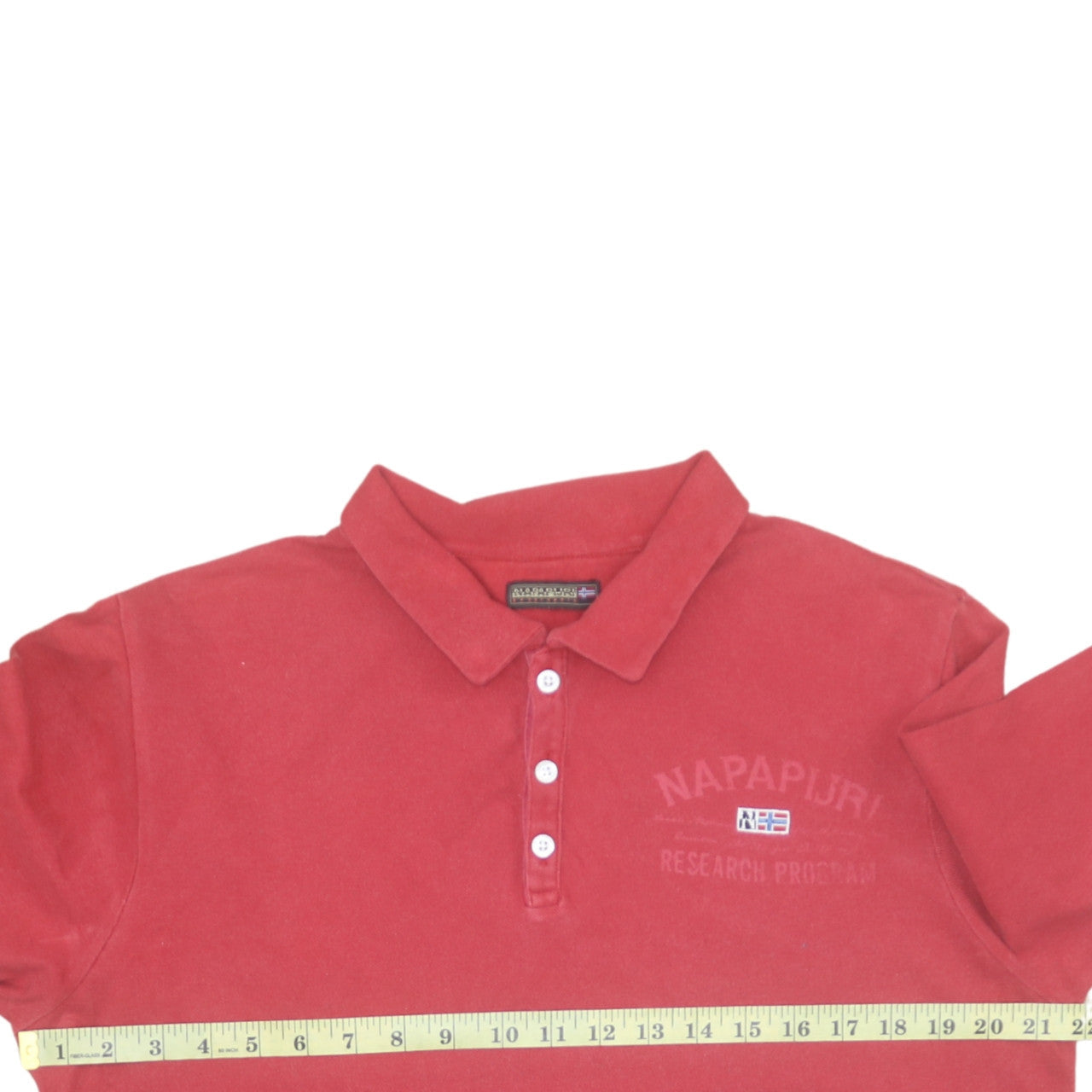 Napapijri Men’s Red XL Collared Henley Sweatshirt Classic Style