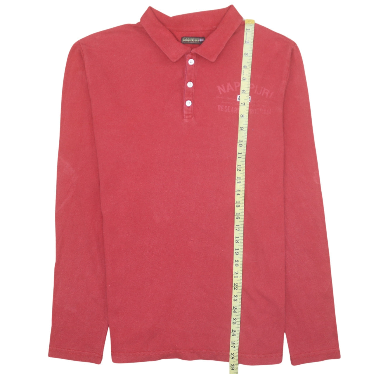Napapijri Men’s Red XL Collared Henley Sweatshirt Classic Style