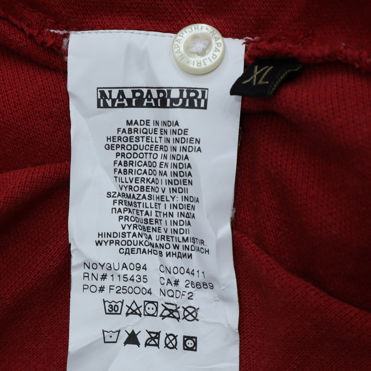Napapijri Men’s Red XL Collared Henley Sweatshirt Classic Style