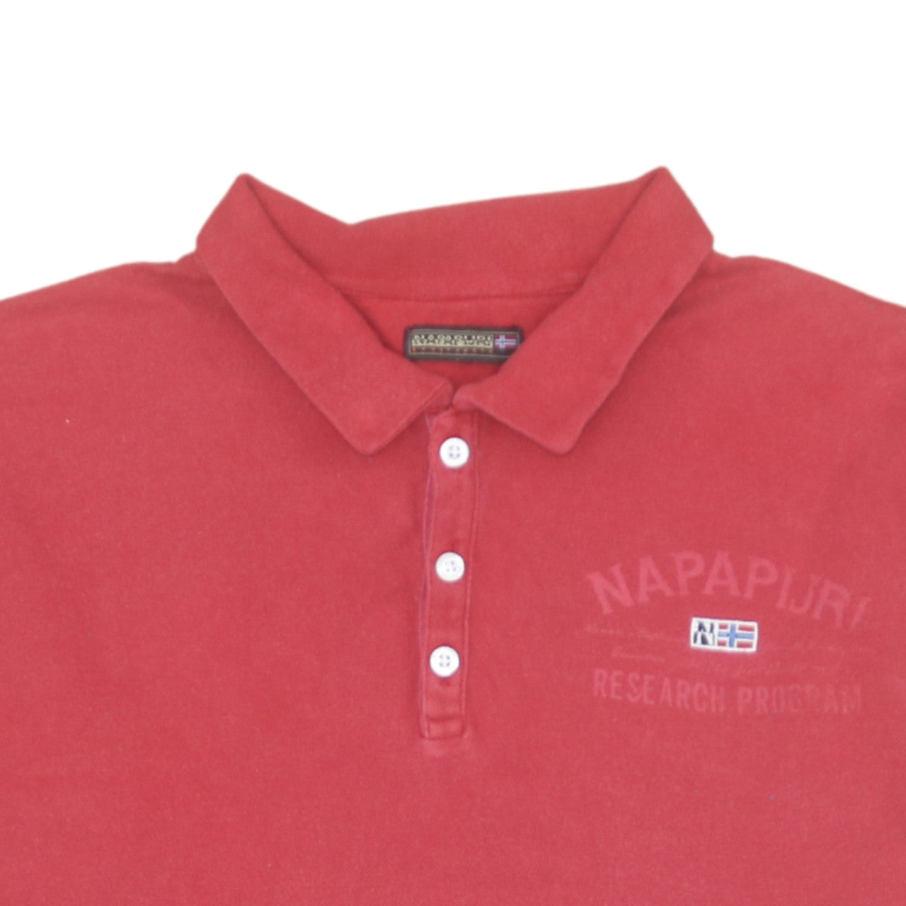 Napapijri Men’s Red XL Collared Henley Sweatshirt Classic Style