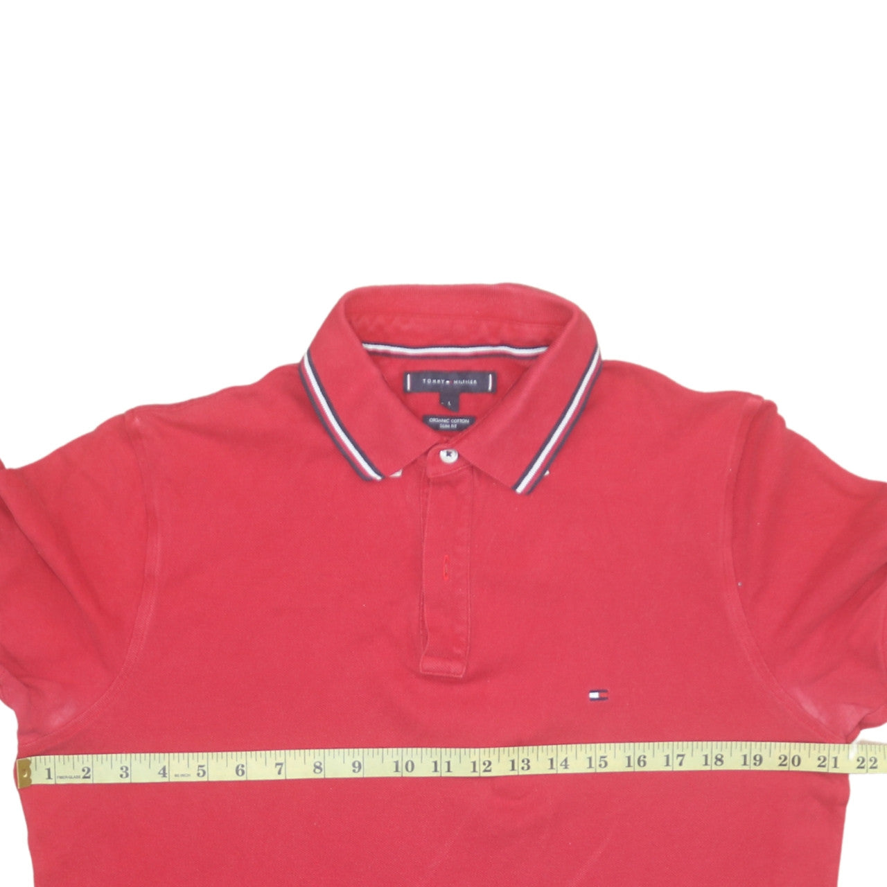 Tommy Hilfiger Men's Red Slim Fit Organic Cotton Polo Shirt L