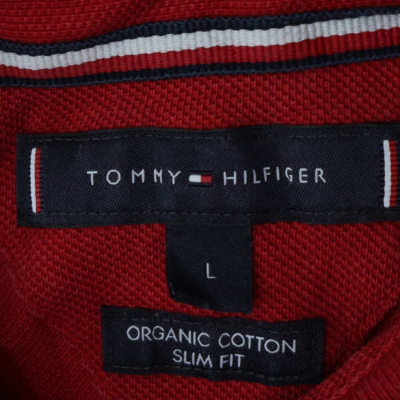 Tommy Hilfiger Men's Red Slim Fit Organic Cotton Polo Shirt L