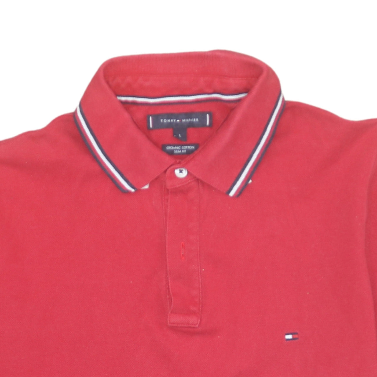 Tommy Hilfiger Men's Red Slim Fit Organic Cotton Polo Shirt L