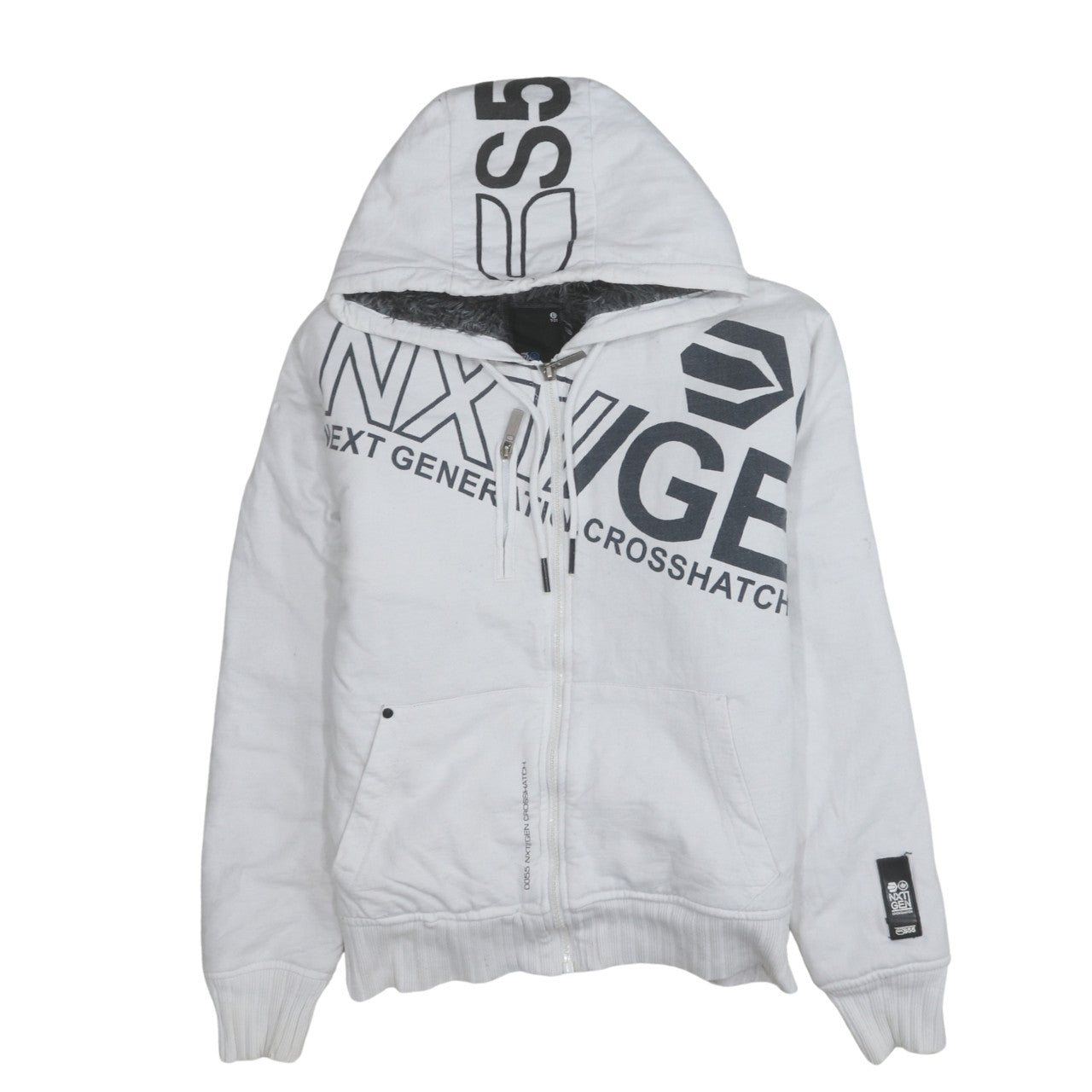 Crosshatch Men's White Full Zip Logo Hoodie Size L