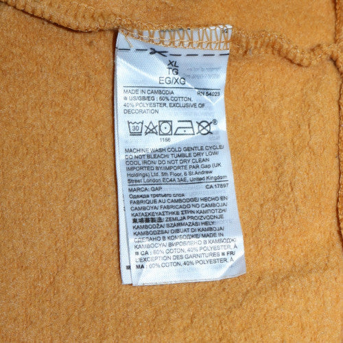 GAP Women Mustard Yellow Full Zip Hoodie XL Cotton Blend Casual
