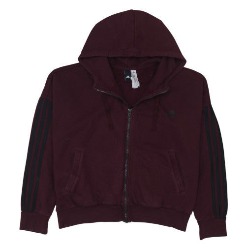 Adidas Womens Burgundy Full Zip Hoodie Size XL Cotton Blend