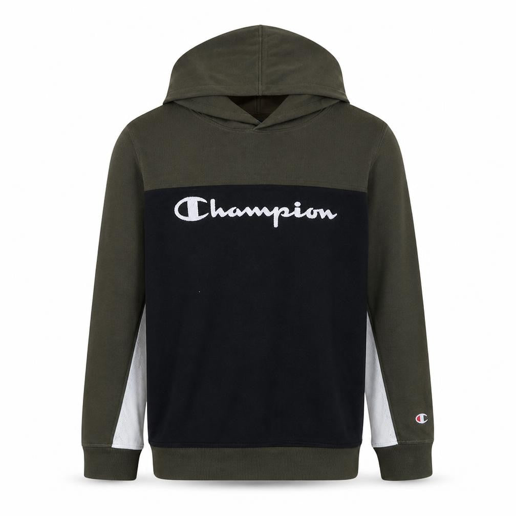Champion Boys Black Pullover Hoodie 13-14 Years Logo Colourblock Sweatshirt