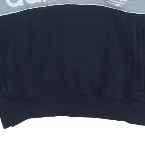Adidas Women Navy Blue 1/2 Zip Hoodie with Logo Detail Size 10