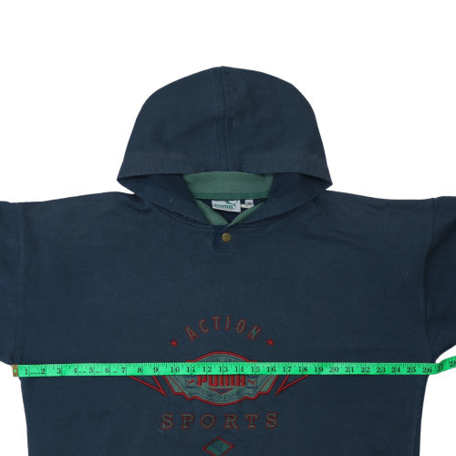 Puma Mens Blue XL Retro Pullover Hoodie Embroidered 90s Sportswear