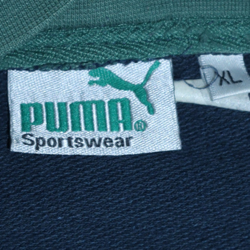 Puma Mens Blue XL Retro Pullover Hoodie Embroidered 90s Sportswear