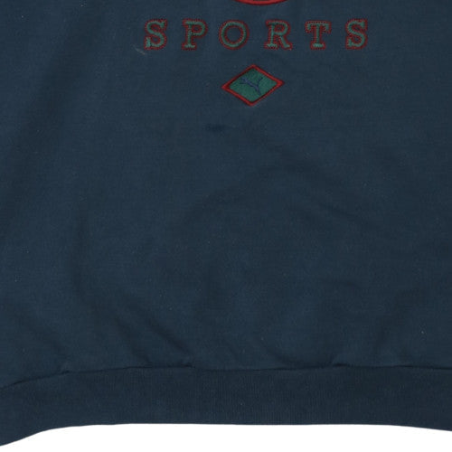 Puma Mens Blue XL Retro Pullover Hoodie Embroidered 90s Sportswear