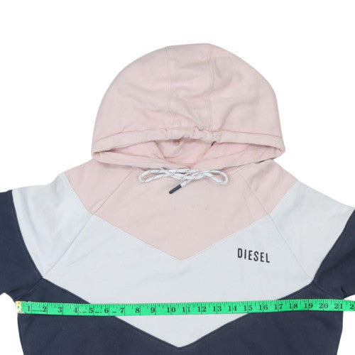 Diesel Women’s Pink Navy Colourblock Pullover Hoodie Size S