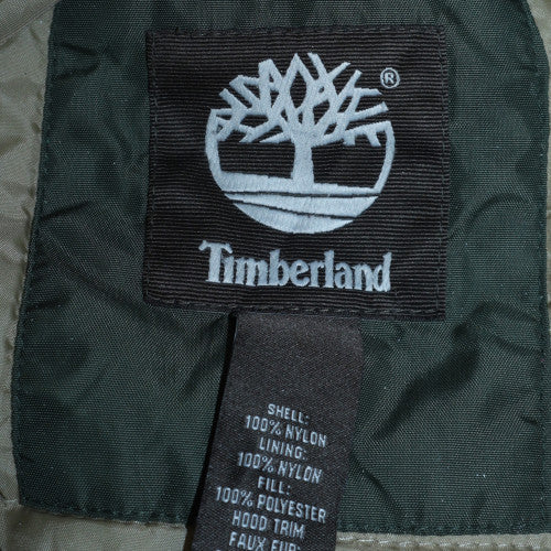 Timberland Men’s Green Hooded Parka Jacket L Nylon Water Resistant
