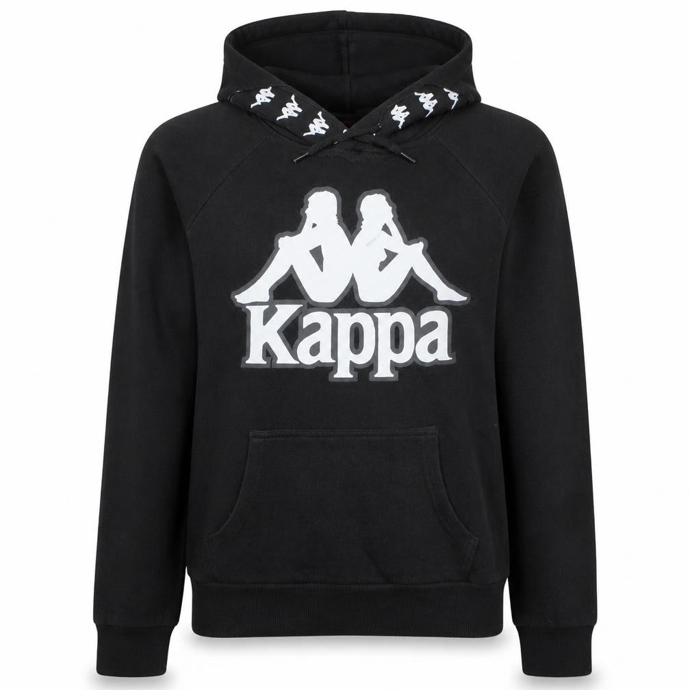 Kappa Womens Black Small Hoodie Pullover Cotton Blend Logo Sportswear