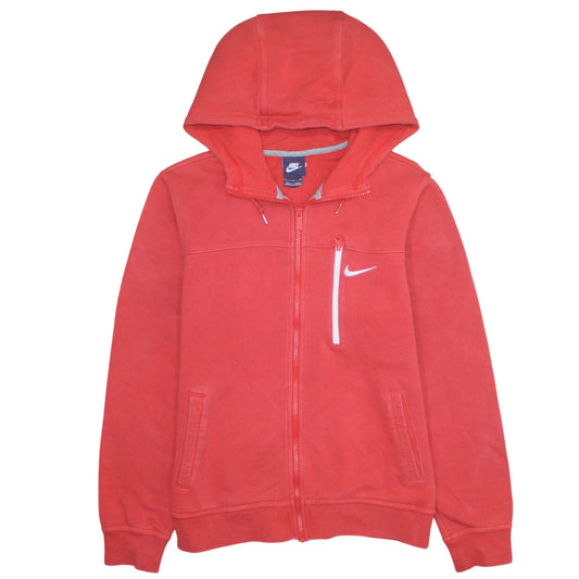 Nike Womens Red Full Zip Hoodie Small Cotton Blend Casual Sweatshirt