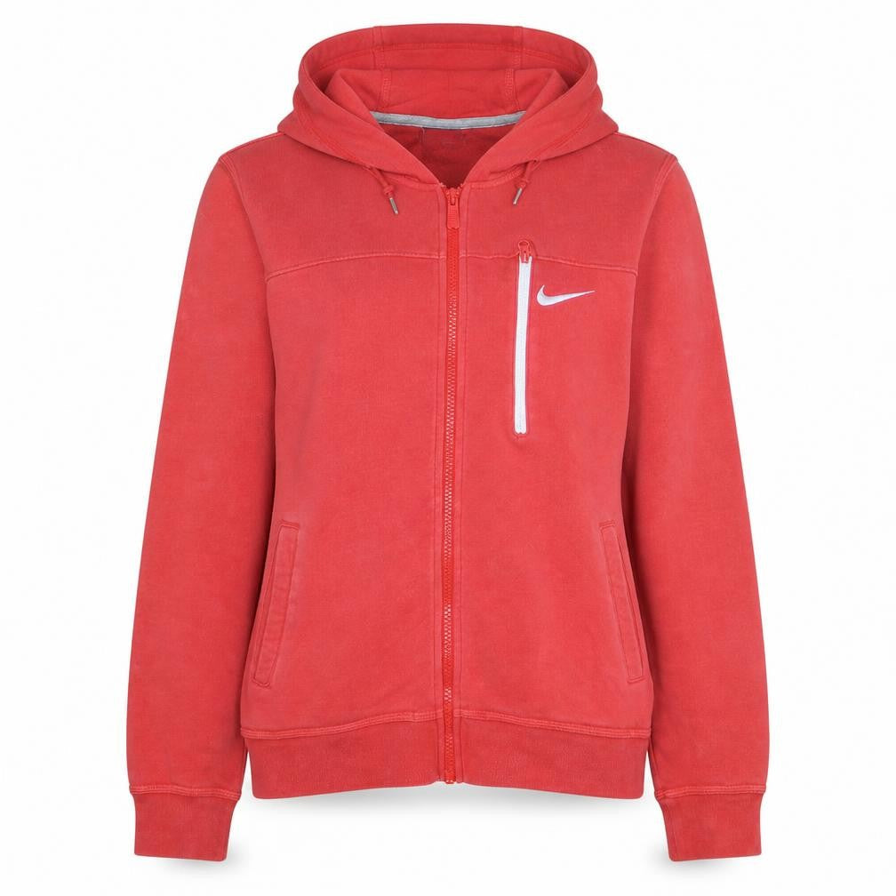 Nike Womens Red Full Zip Hoodie Small Cotton Blend Casual Sweatshirt