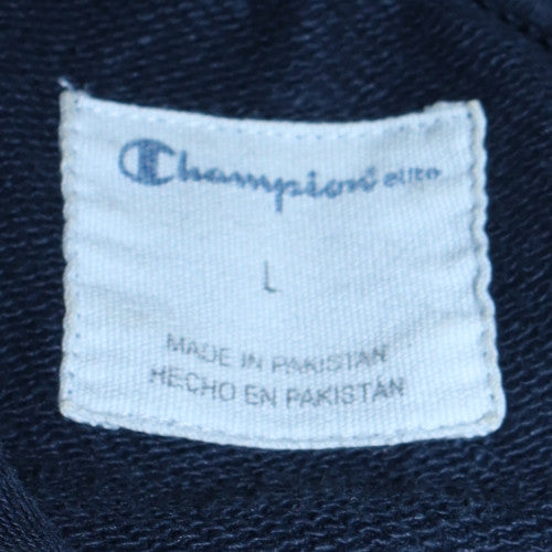 Champion Men's Navy Blue Pullover Hoodie Size L Embroidered Logo