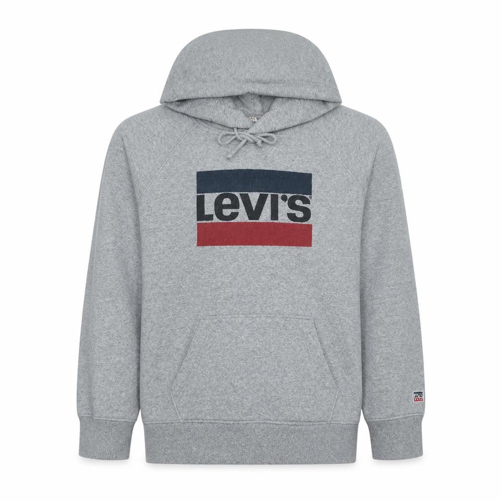 Levi's Men's Grey Pullover Hoodie L Logo Graphic Fleece Sweatshirt
