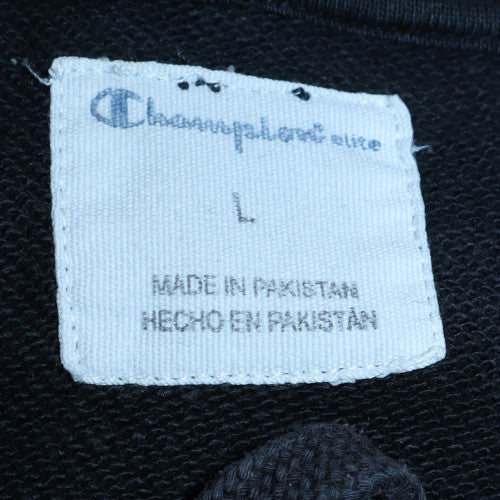 Champion Men’s Black Pullover Hoodie L Embroidered Logo Fleece
