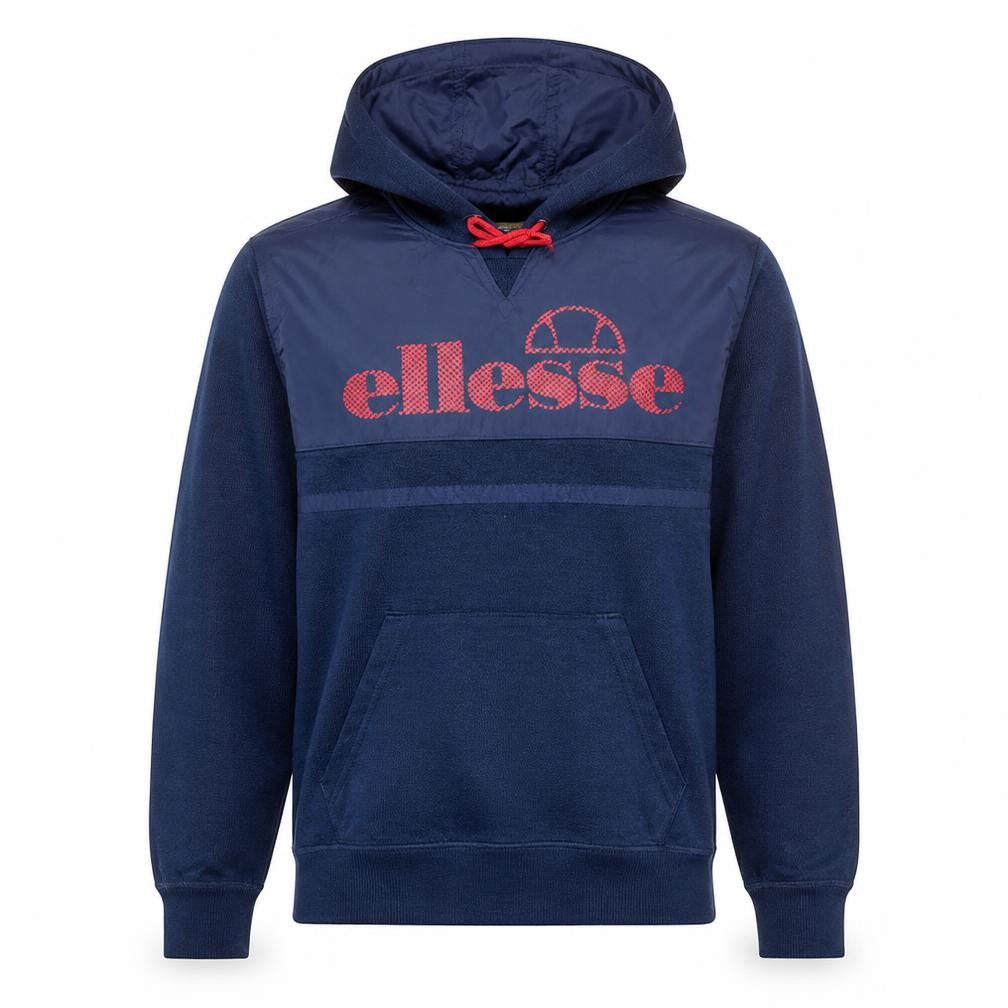 Ellesse Men's Blue Pullover Hoodie L Logo Sports Sweatshirt